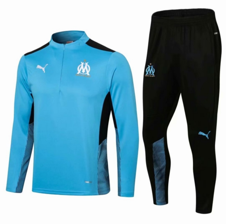 2021/22 Marseille Blue Training Kits Sweatshirt with Pants